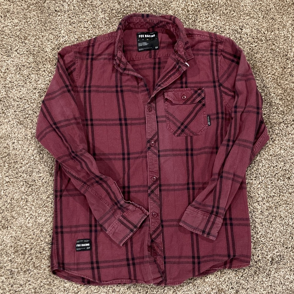 Fox Red Plaid Long-Sleeve Button-Down Shirt